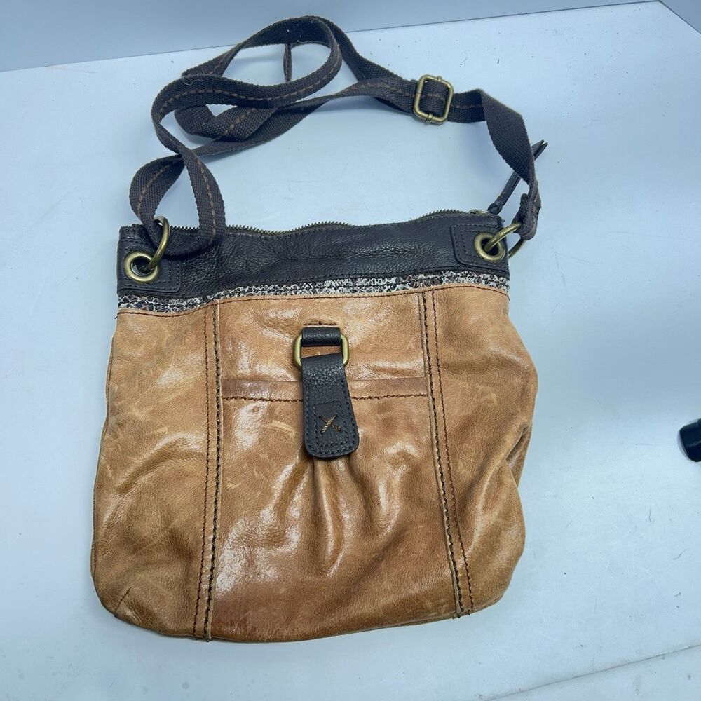 The Sak Kendra Distressed Leather Crossbody Bag Camel Tan Cognac Brown Boho
